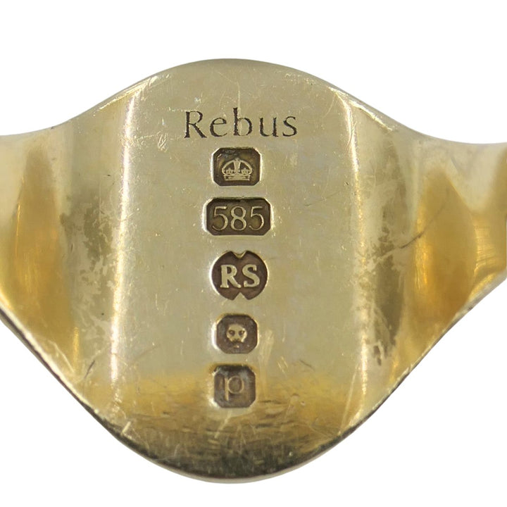 Rebus 14k Yellow Gold Heraldic Coat of Arms Signet Ring, London