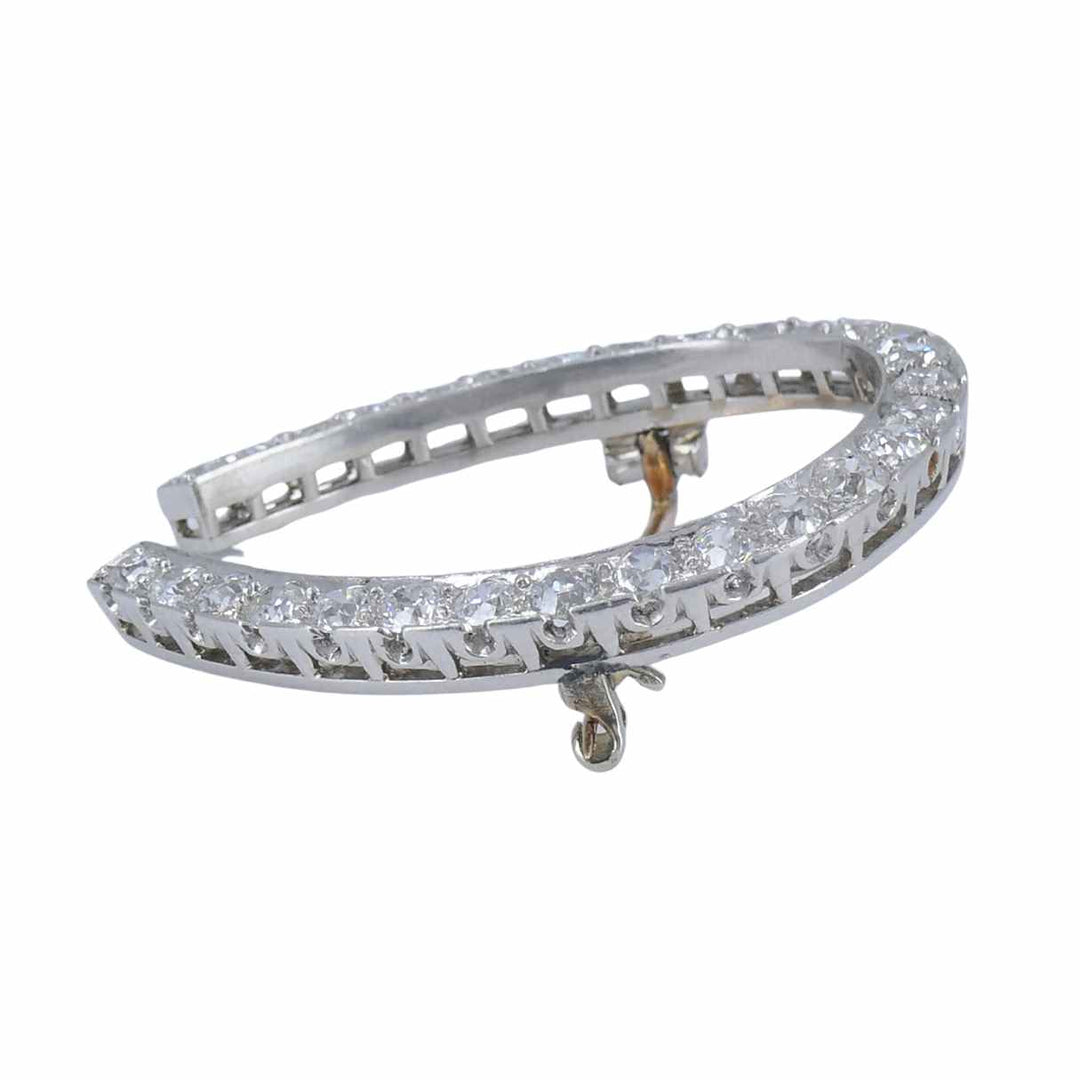 Antique Edwardian Platinum Horseshoe Brooch with Diamonds by Gattle