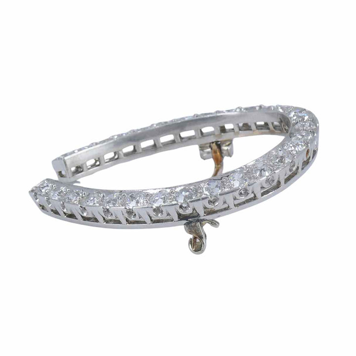 Antique Edwardian Platinum Horseshoe Brooch with Diamonds by Gattle