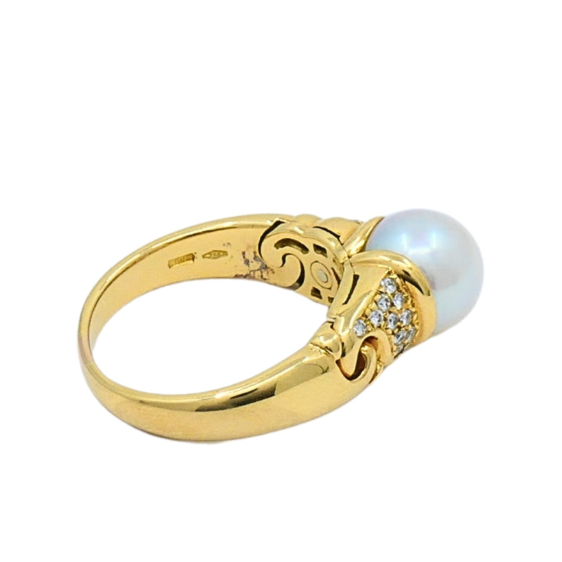 Bvlgari Pearl Diamond 18k Gold Cocktail Ring