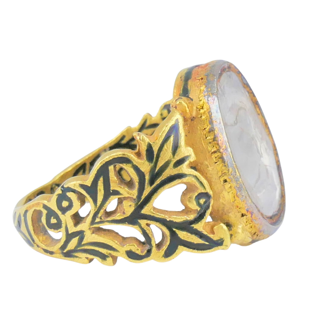 Sliced Rose Cut Diamond Ring 22k Gold Ring with Diamond Fred Leighton Victorian