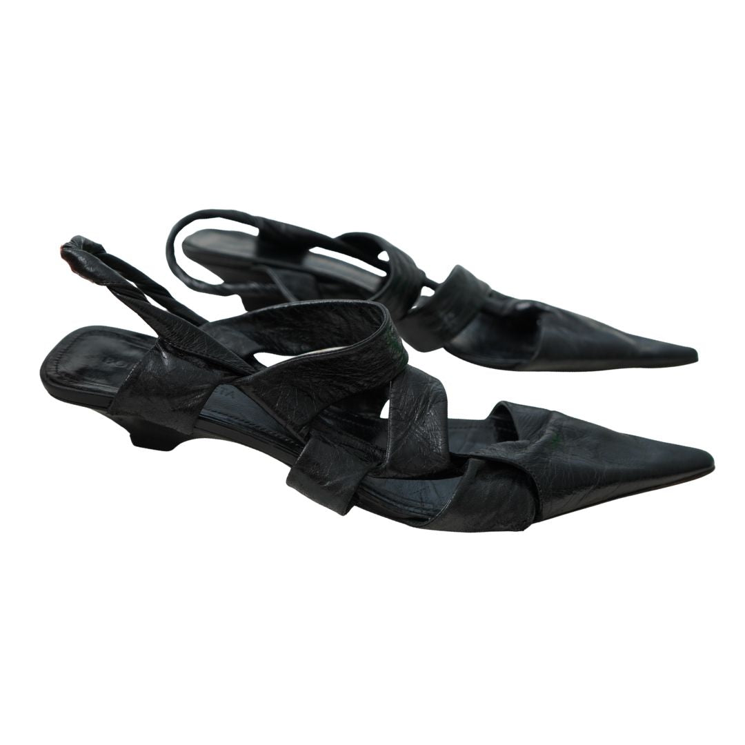 Bottega Veneta Black Nappa Leather Strappy Sandals 39