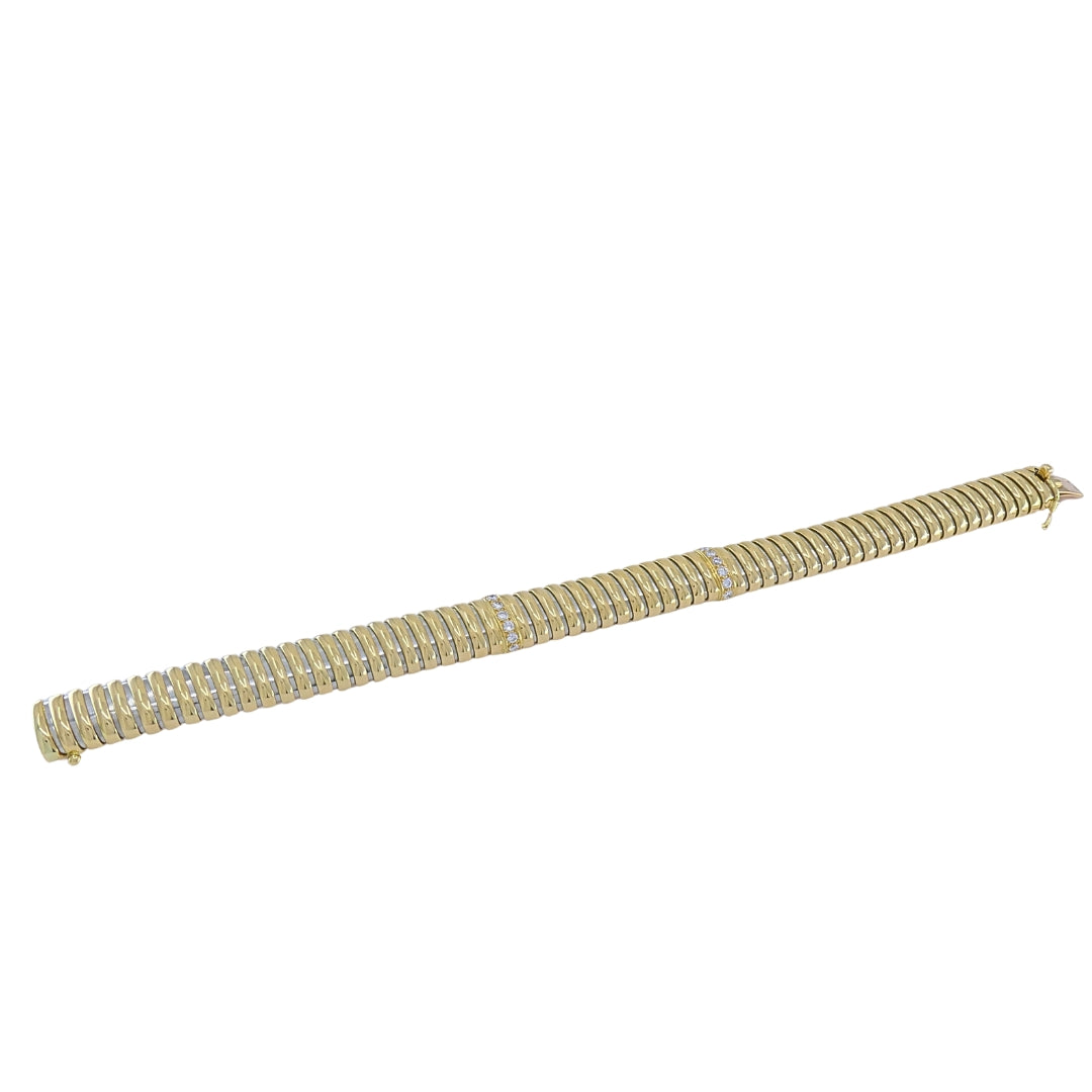 Vintage Cartier 18k Gold & Stainless Steel Tubogas Diamond Bracelet