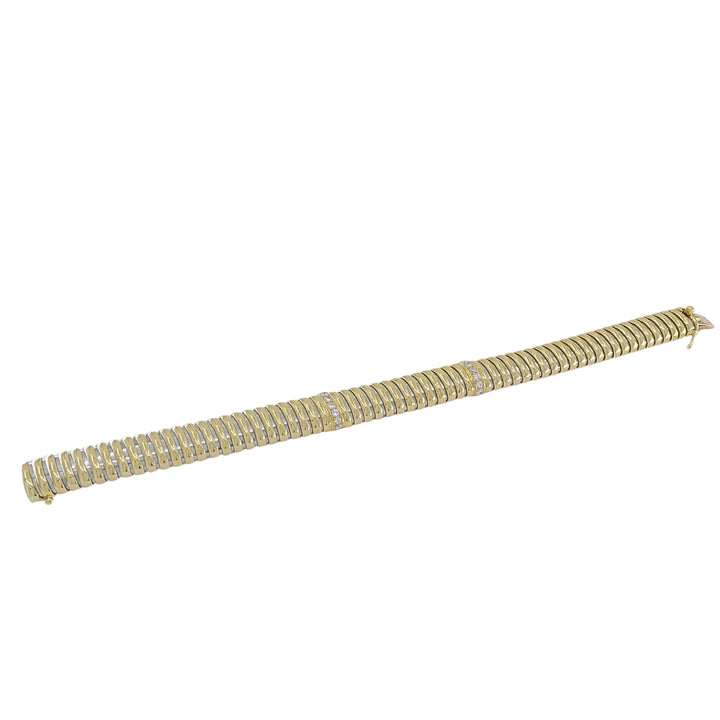 Vintage Cartier 18k Gold & Stainless Steel Tubogas Diamond Bracelet