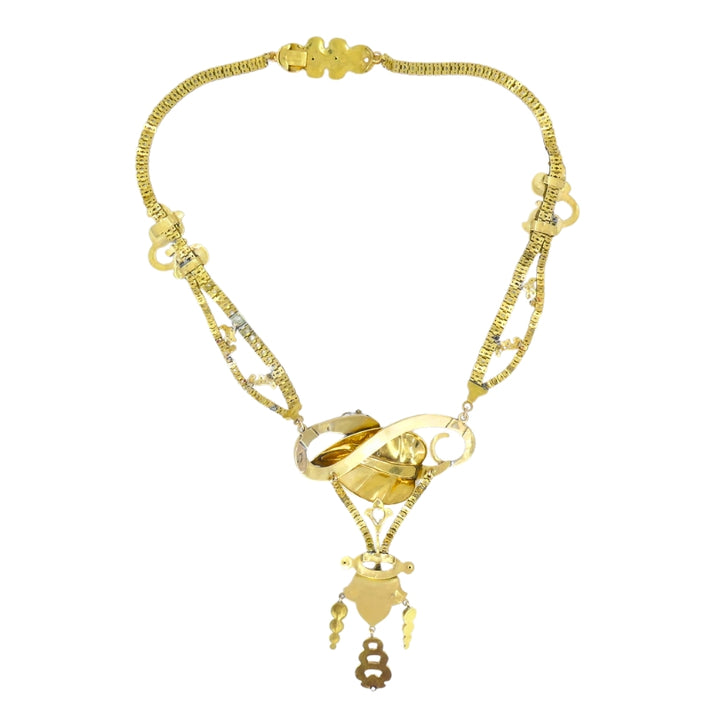 Victorian Gold Snake Necklace Diamond Ruby Enamel, 1900s Antique