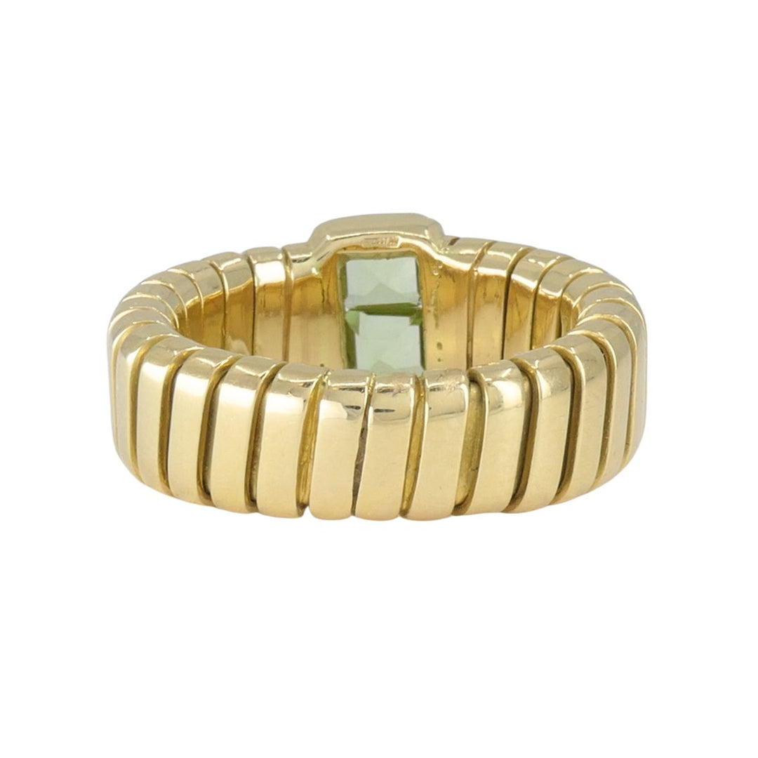 Vintage Bvlgari 18k Gold Tubogas Peridot Ring, circa 1990s