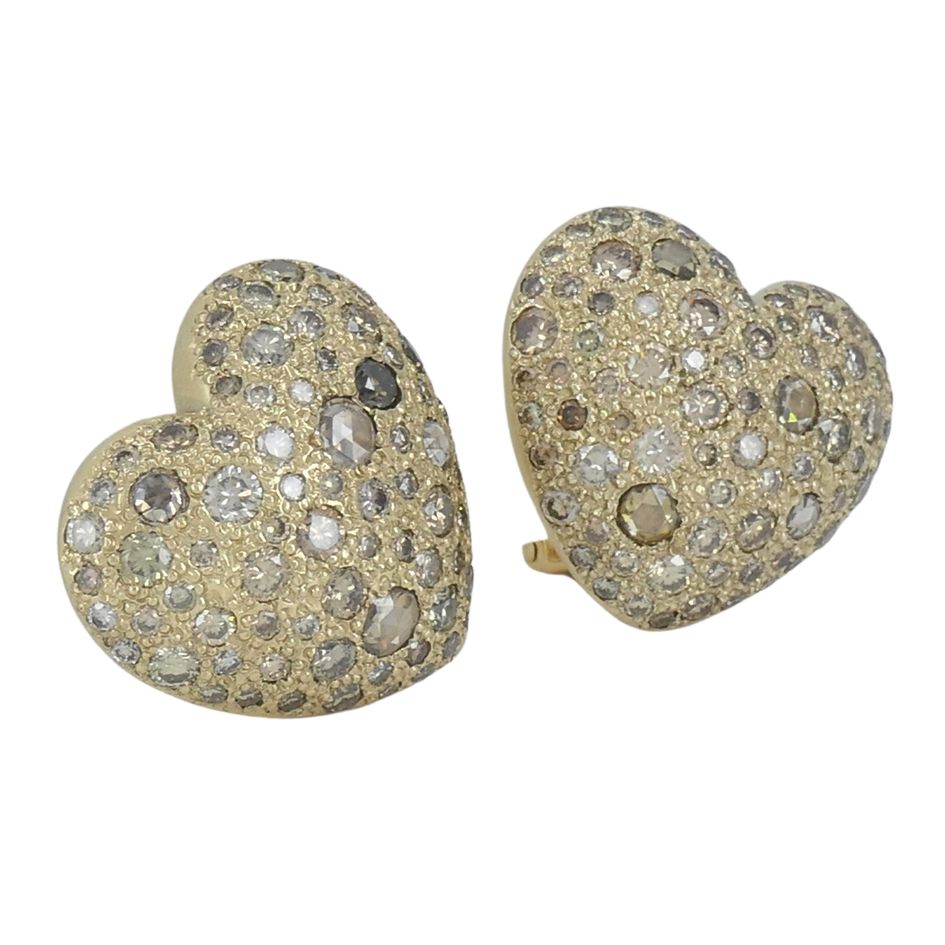 Pomellato Sabbia 18k Gold Diamond Heart Clip Earrings
