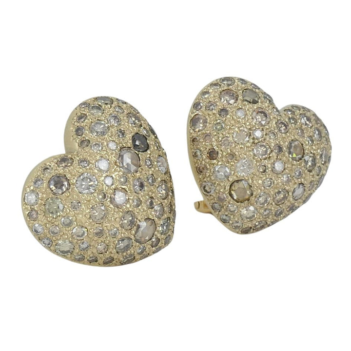 Pomellato Sabbia 18k Gold Diamond Heart Clip Earrings