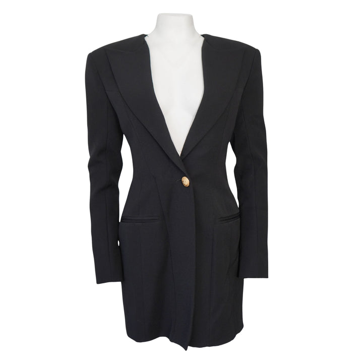 Balmain Black Wool Single Breasted Blazer Mini Dress