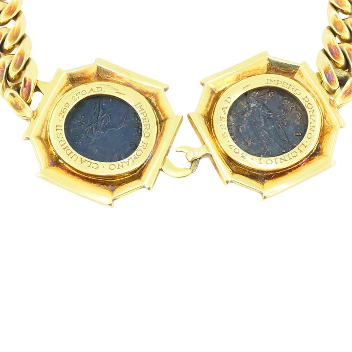 Vintage Bvlgari 18k Gold Monete Double Ancient Coin Necklace