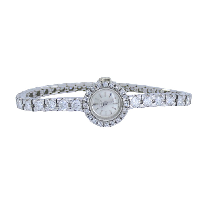 Vintage Longines Swiss 18k White Gold Diamond Lady's Wrist Watch