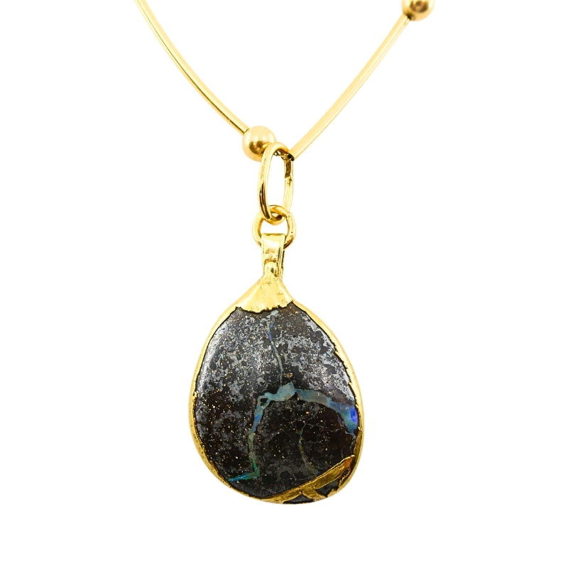Opal Necklace 14k Gold Collar Necklace with Beads