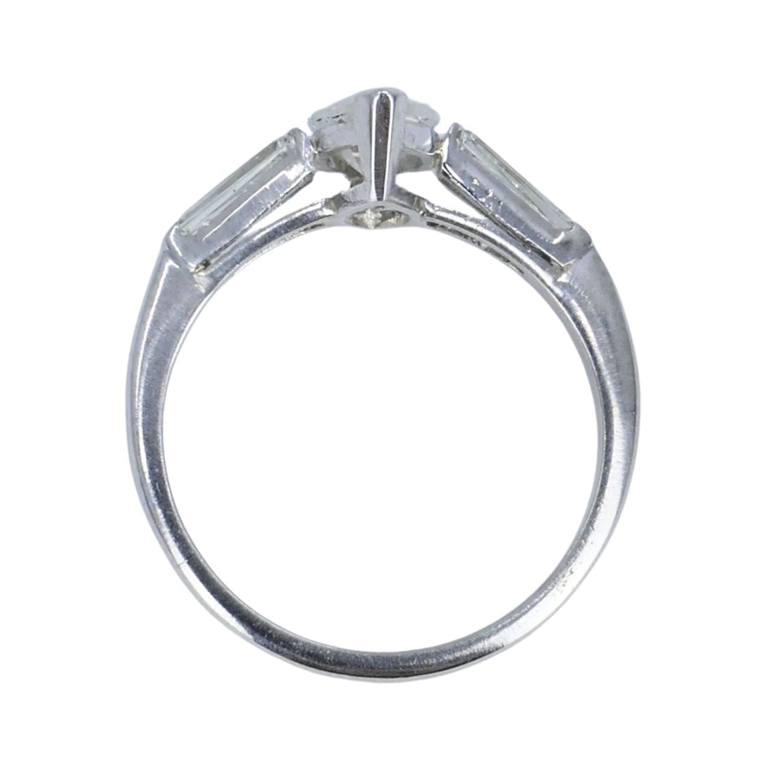 Vintage Platinum 1.07 Carat Marquise Diamond Three Stone Ring