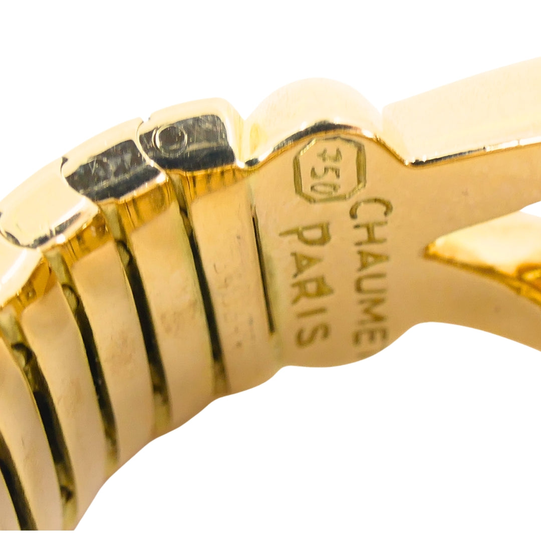 Vintage Chaumet Paris 18k Gold Buckle Ring Diamonds