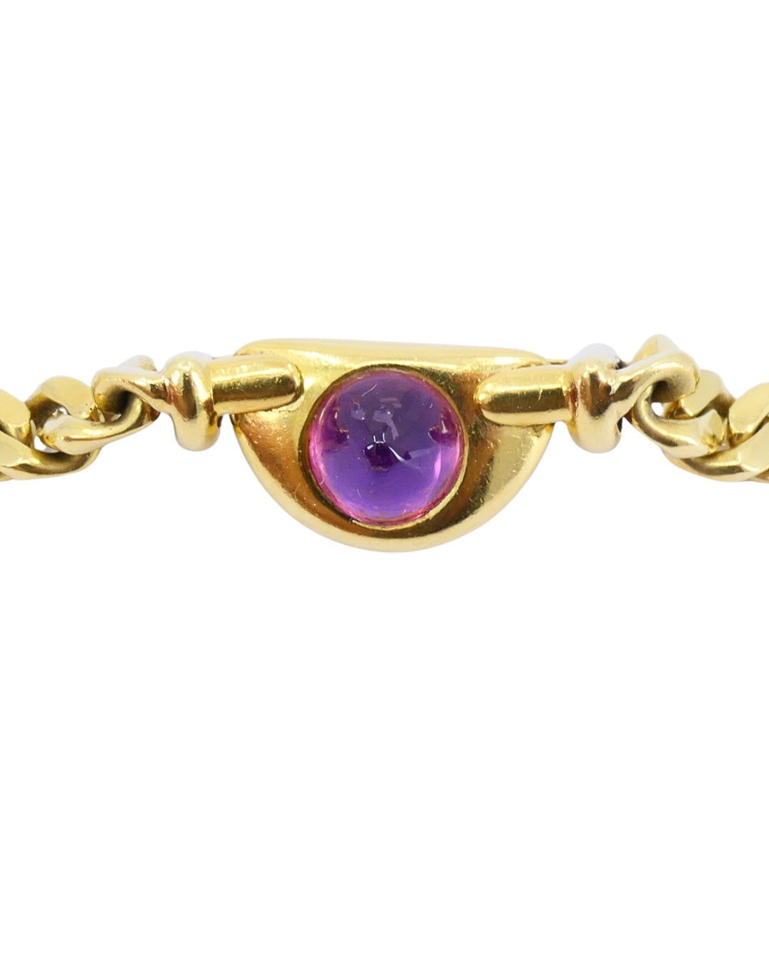 Vintage Bulgari Necklace 18k Gold Gemstones Curblink Chain Necklace,