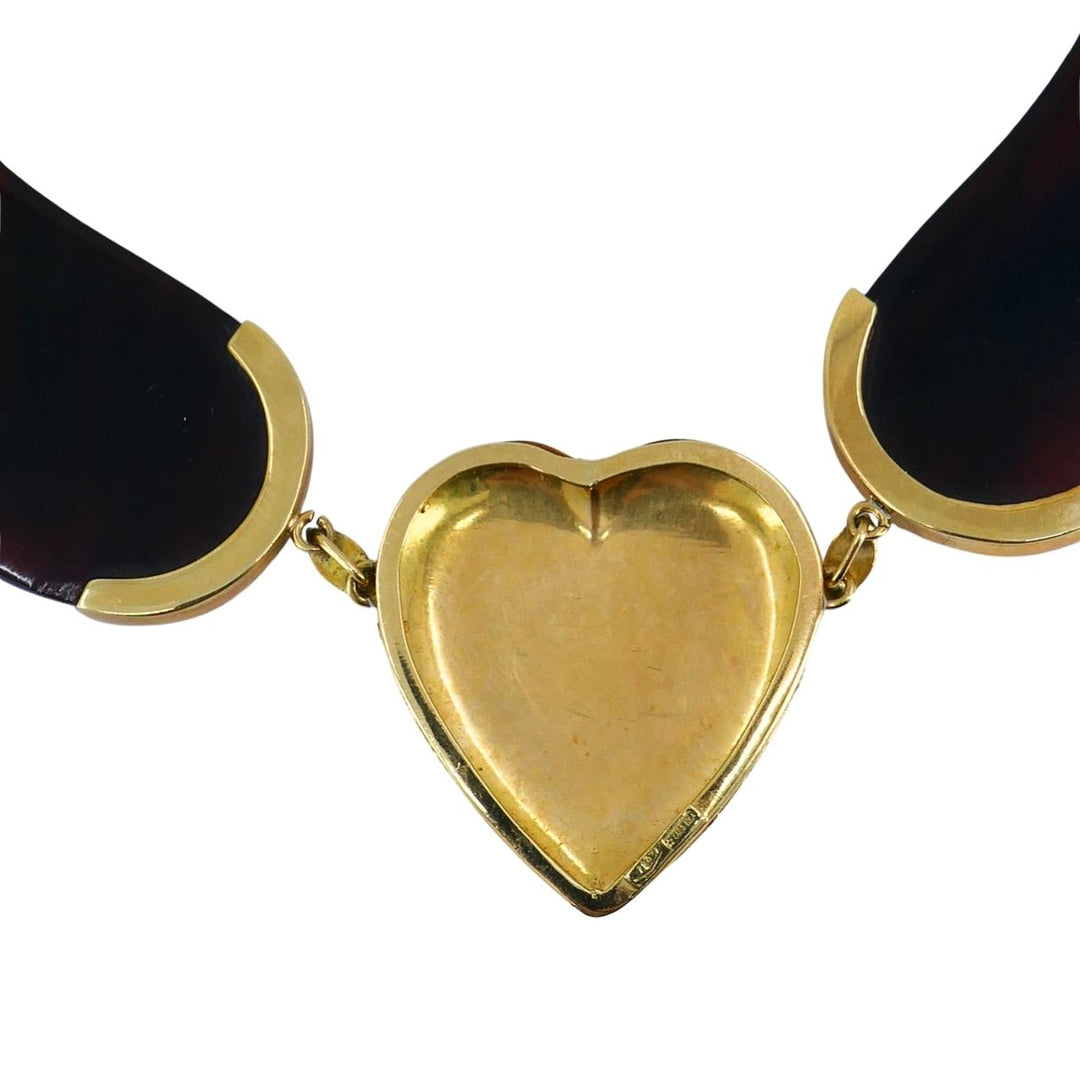 Vintage Italian 18k Gold Heart Tortoise Collar Necklace