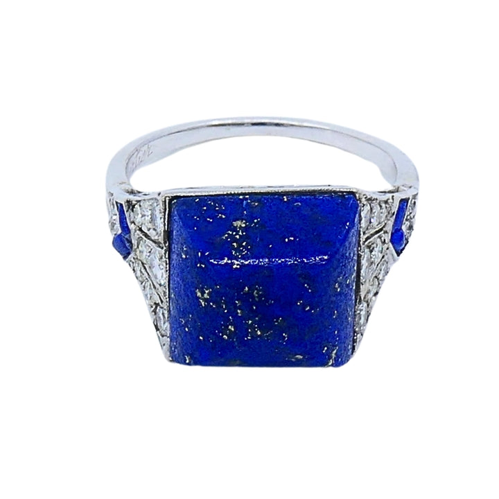 Cartier Art Deco Lapis Lazuli  Diamond Platinum Ring