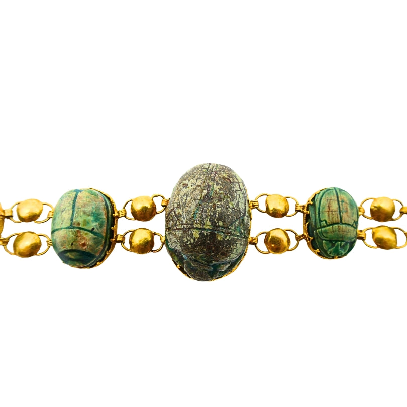 18K Gold Bracelet  Ancient Egyptian Scarabs