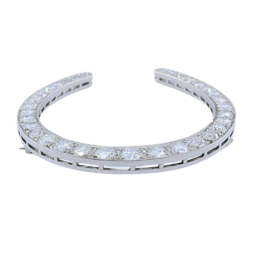 Edwardian Platinum Diamond Horseshoe Brooch
