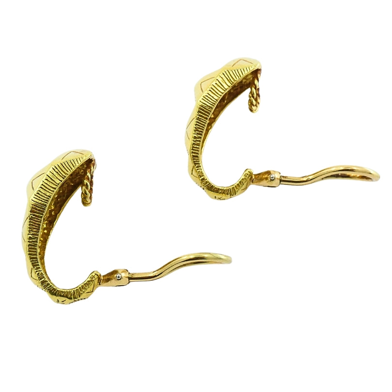 18k Gold Hoop Earrings Geometrical