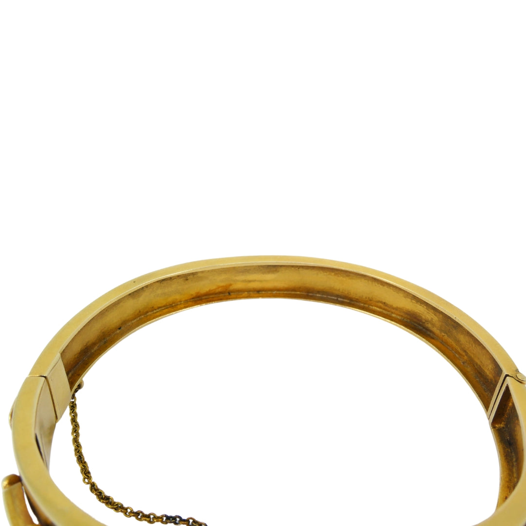 Vintage Turquoise Bracelet Enamel Bangle 14k Gold Silver Accents