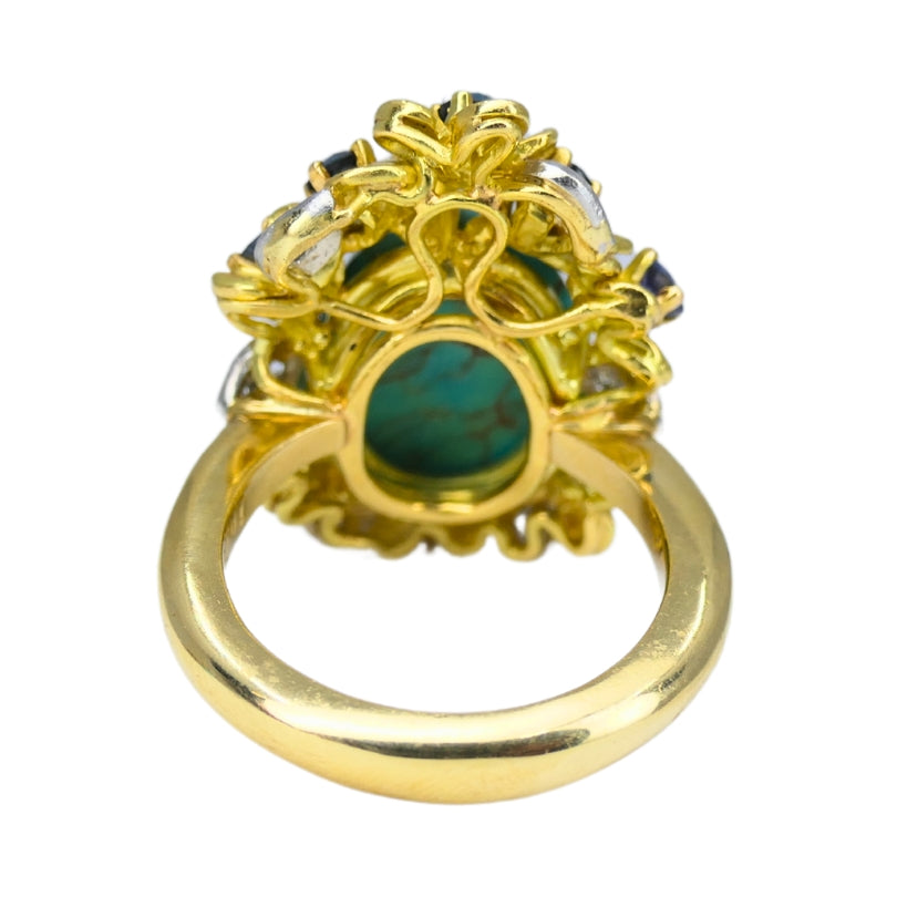 Kern Jewelry Set Gold Turquoise Cabochon Sapphire Diamond