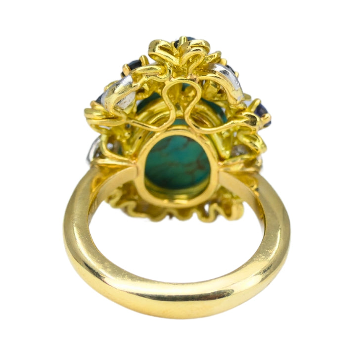 Kern Jewelry Set Gold Turquoise Cabochon Sapphire Diamond