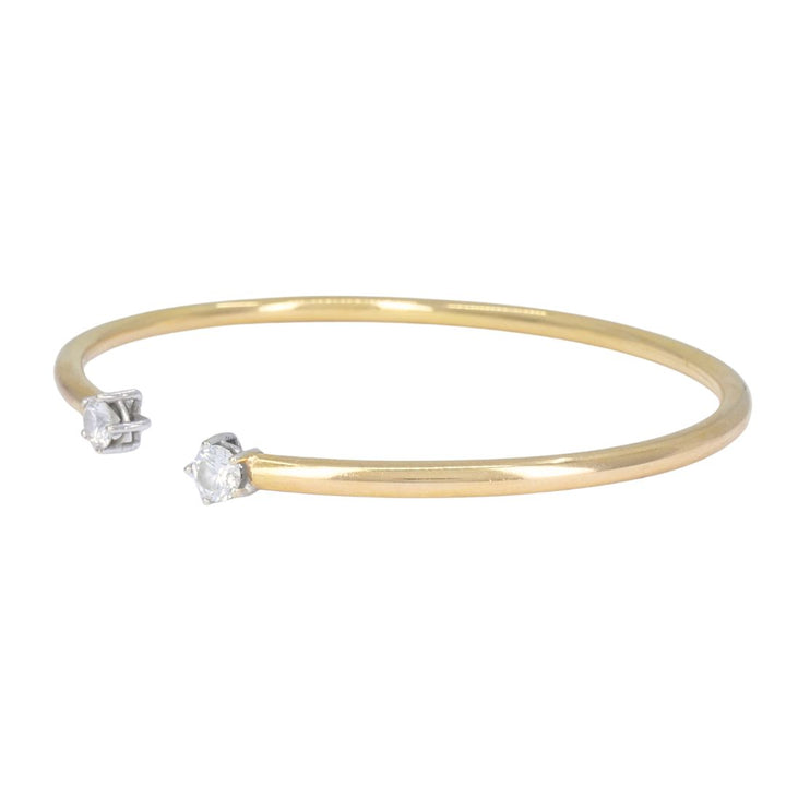 TOUS 18k Yellow Gold Diamond Open Cuff Bracelet