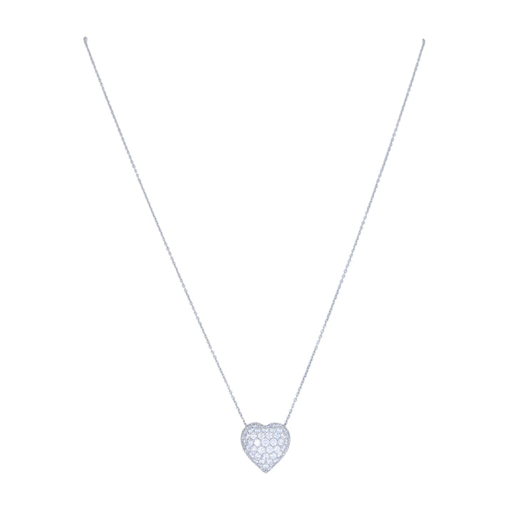 Cartier Pave Diamond Platinum Heart Pendant Necklace