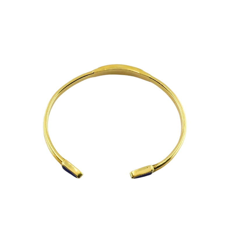 Vintage 18k Gold Blue Enamel Bangle Bracelet