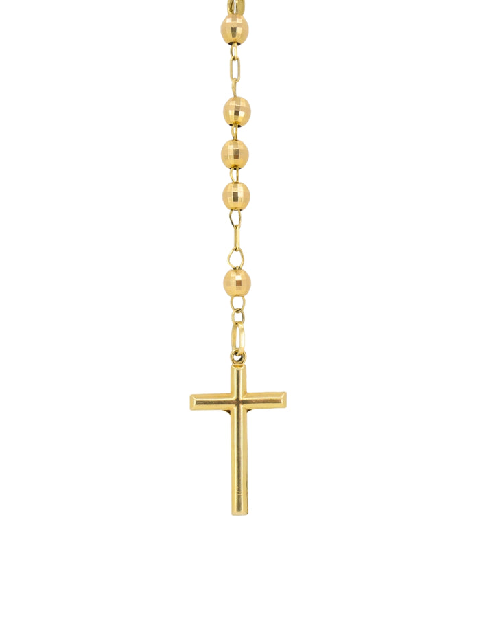 14k Gold Rosary Cross Necklace Beaded Chain