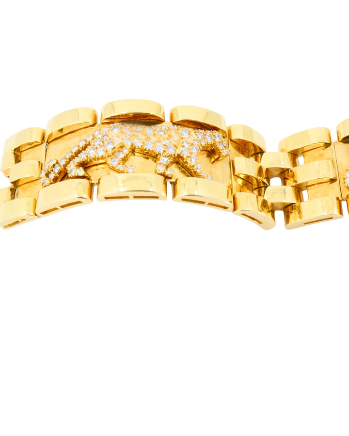 Cartier Walking Panthere Bracelet Mahango Diamond Gold Bracelet