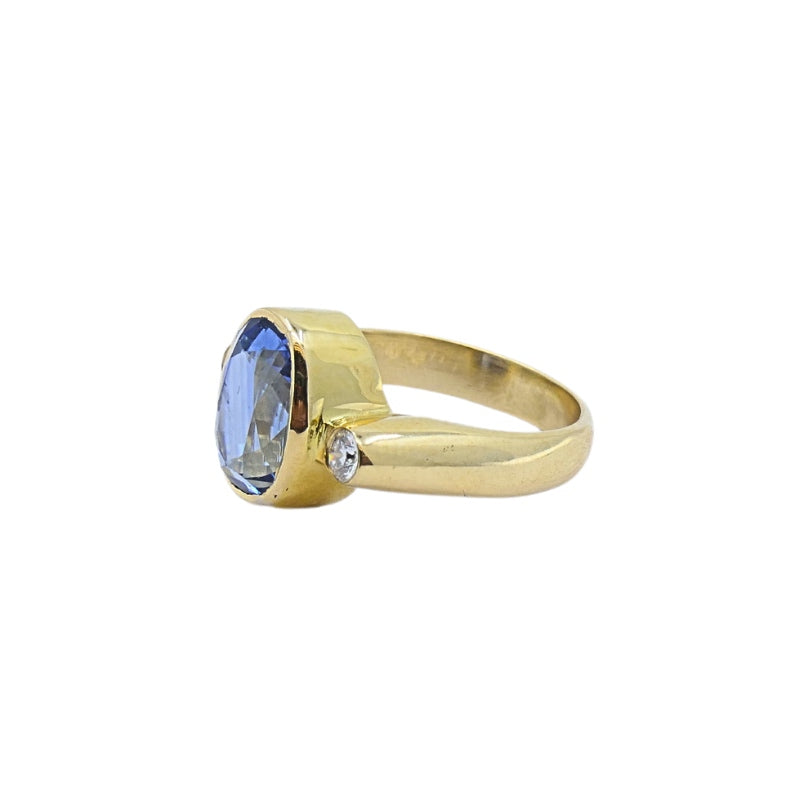 Vintage Sapphire Ring Diamond 14k Gold