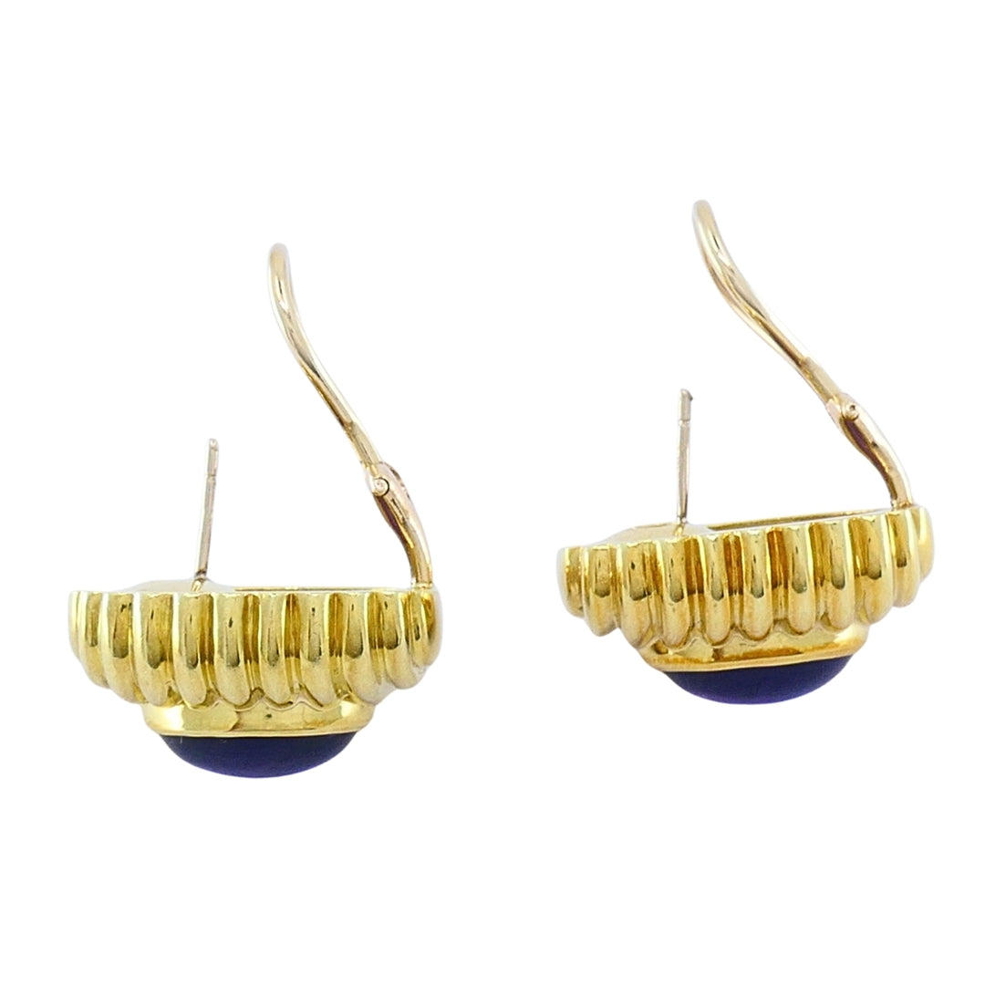 Vintage Tambetti 18k Gold Amethyst Cabochon Earrings