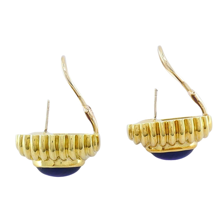 Vintage Tambetti 18k Gold Amethyst Cabochon Earrings