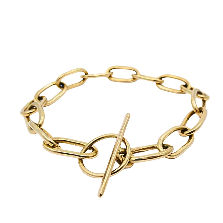 Vintage Chain Link Toggle Bracelet 14k Gold