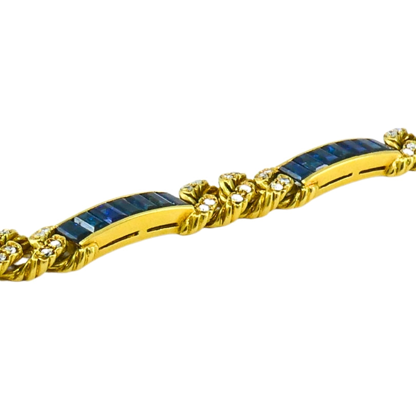 Vintage Fred Paris Bracelet Sapphire Diamond 18k Gold