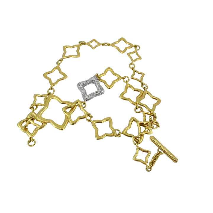 David Yurman Necklace Two-Tone Gold Diamond Quatrefoil Motif