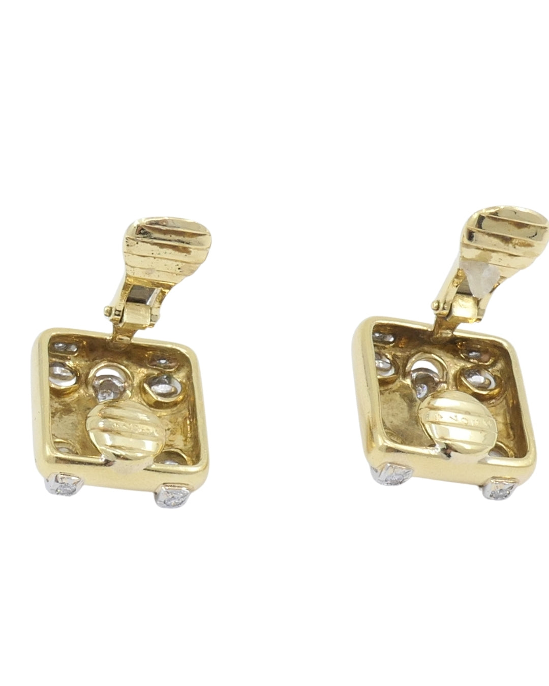 Vintage Cartier Earrings 18k Gold Diamond Stitch Design