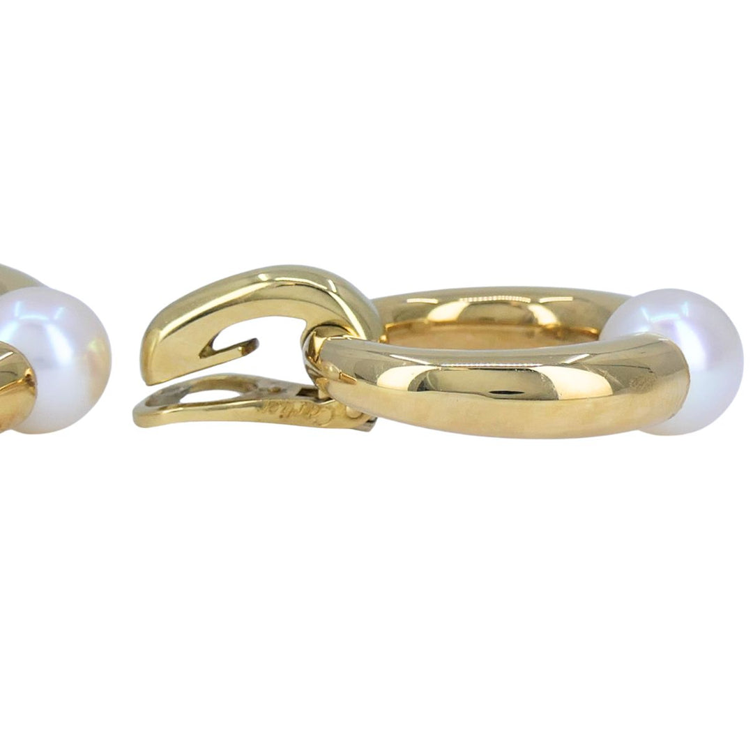 Vintage Cartier 18k Gold Pearl Doorknocker Clip-on Earrings