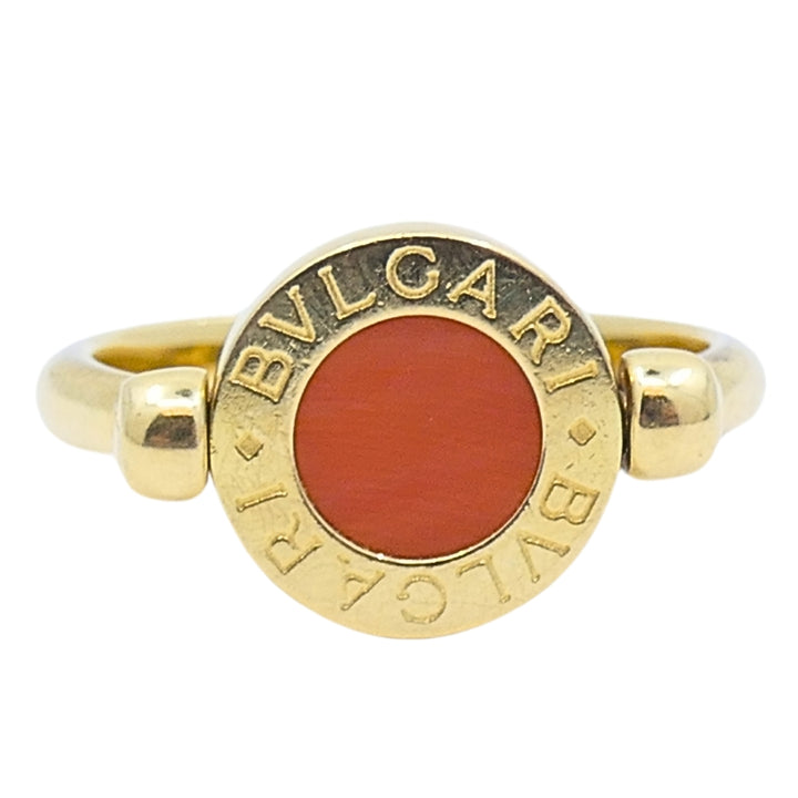 Bvlgari Flip Ring 18k Gold Coral Onyx
