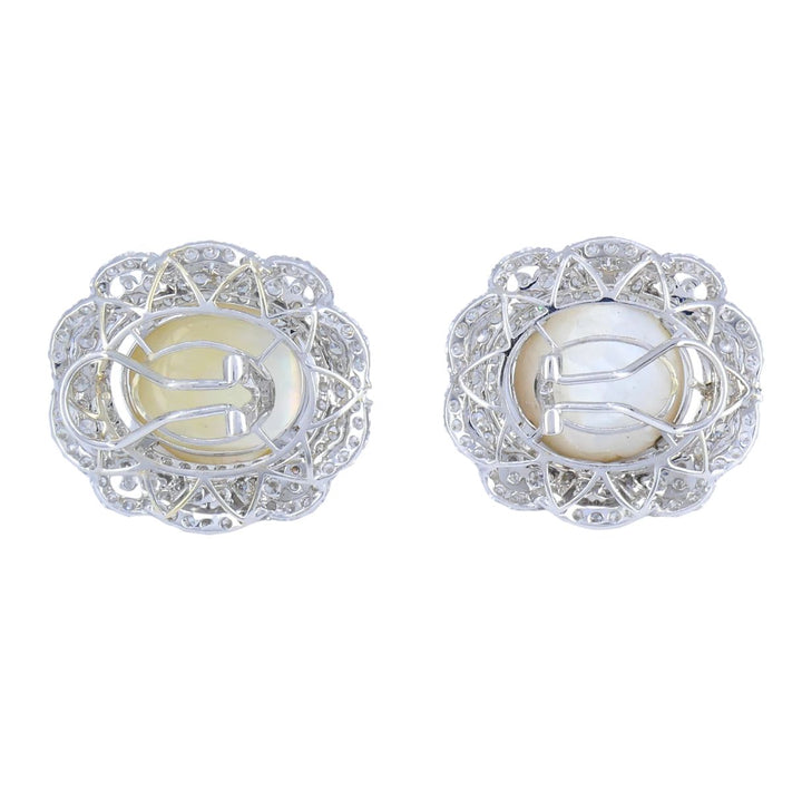 HANA 18K White Gold Mabe Pearl Diamond Drop Earrings