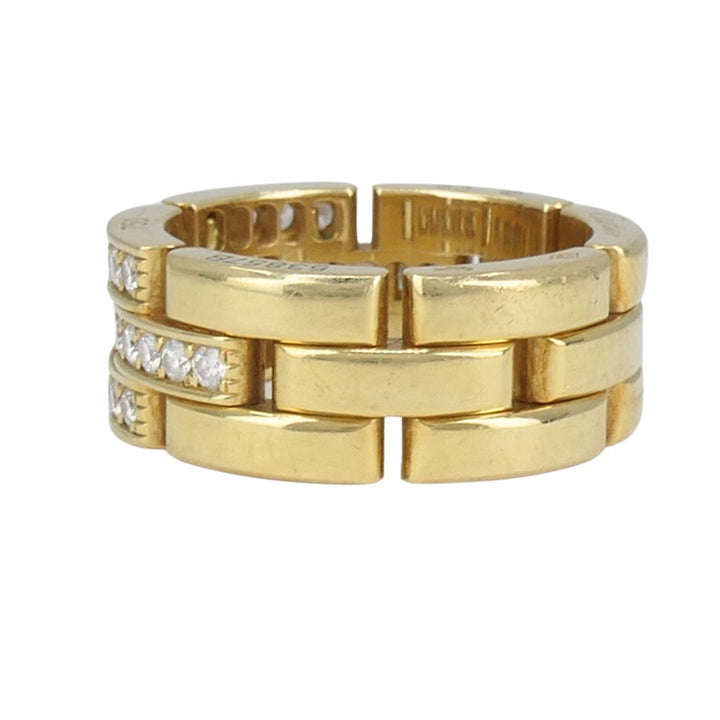 Cartier 18k Gold Diamond Triple Row Maillon Panthere Ring