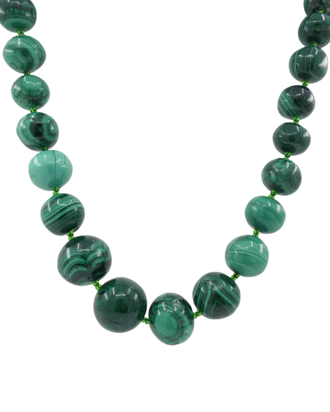 Vintage Malachite Necklace 14k Gold Clasp