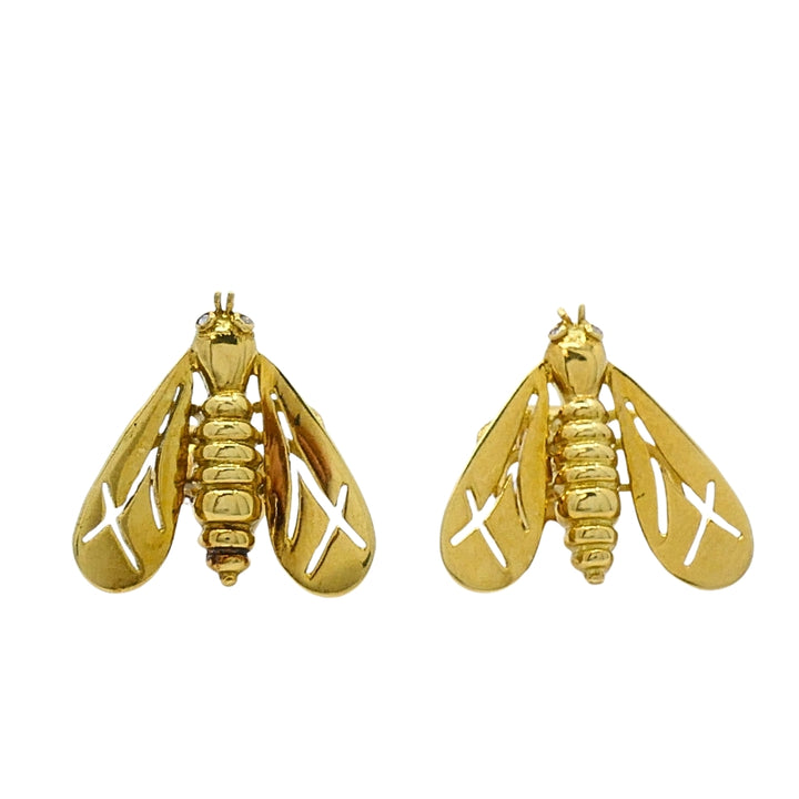 Chaumet 18k Gold Diamond Bee Earrings