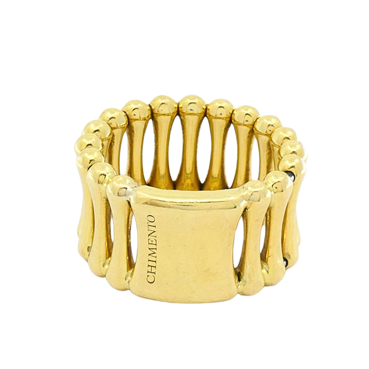 Vintage Chimento 18k Yellow Gold Bamboo‑Style Wide Band Ring