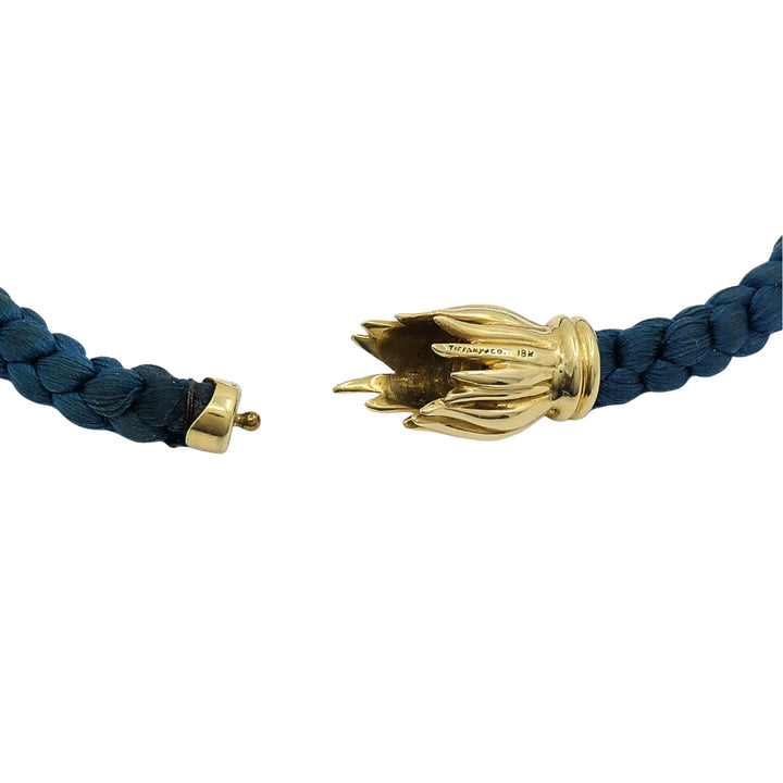 Tiffany & Co. 18k Gold Tulip Clasp Braided Cord Necklace