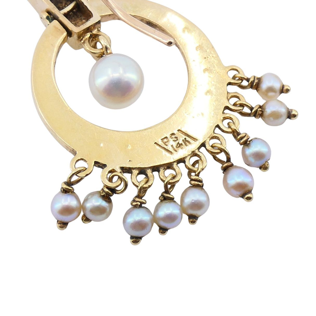 Antique Edwardian 14K Gold Pearl Drop Earrings