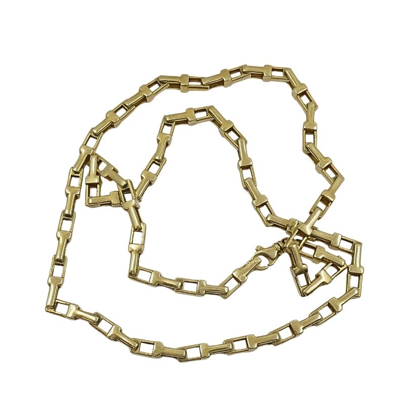 14k Yellow Gold Rectangular Bar Link Chain Necklace