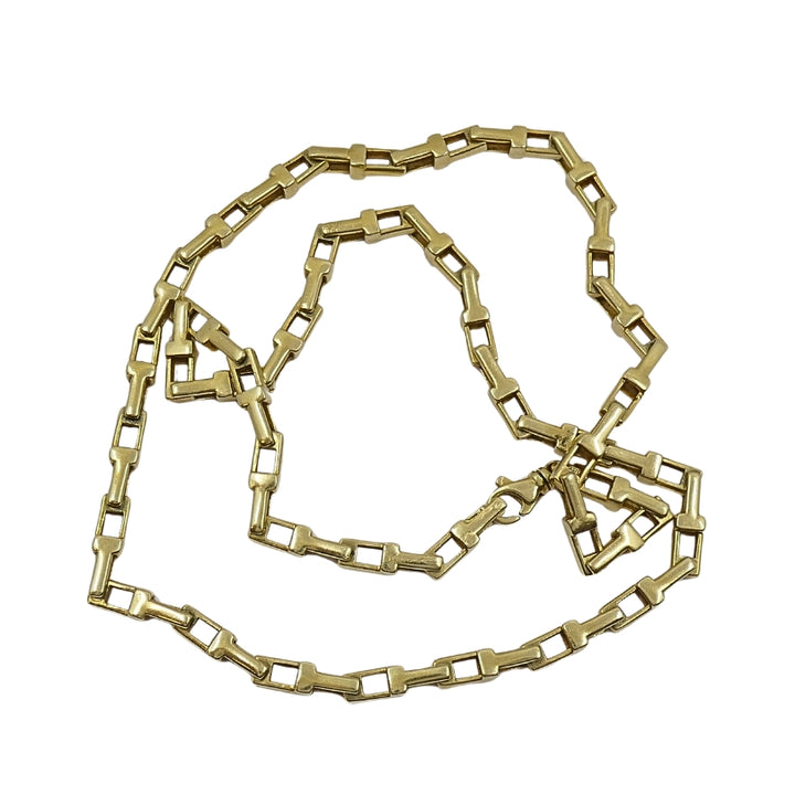 14k Yellow Gold Rectangular Bar Link Chain Necklace